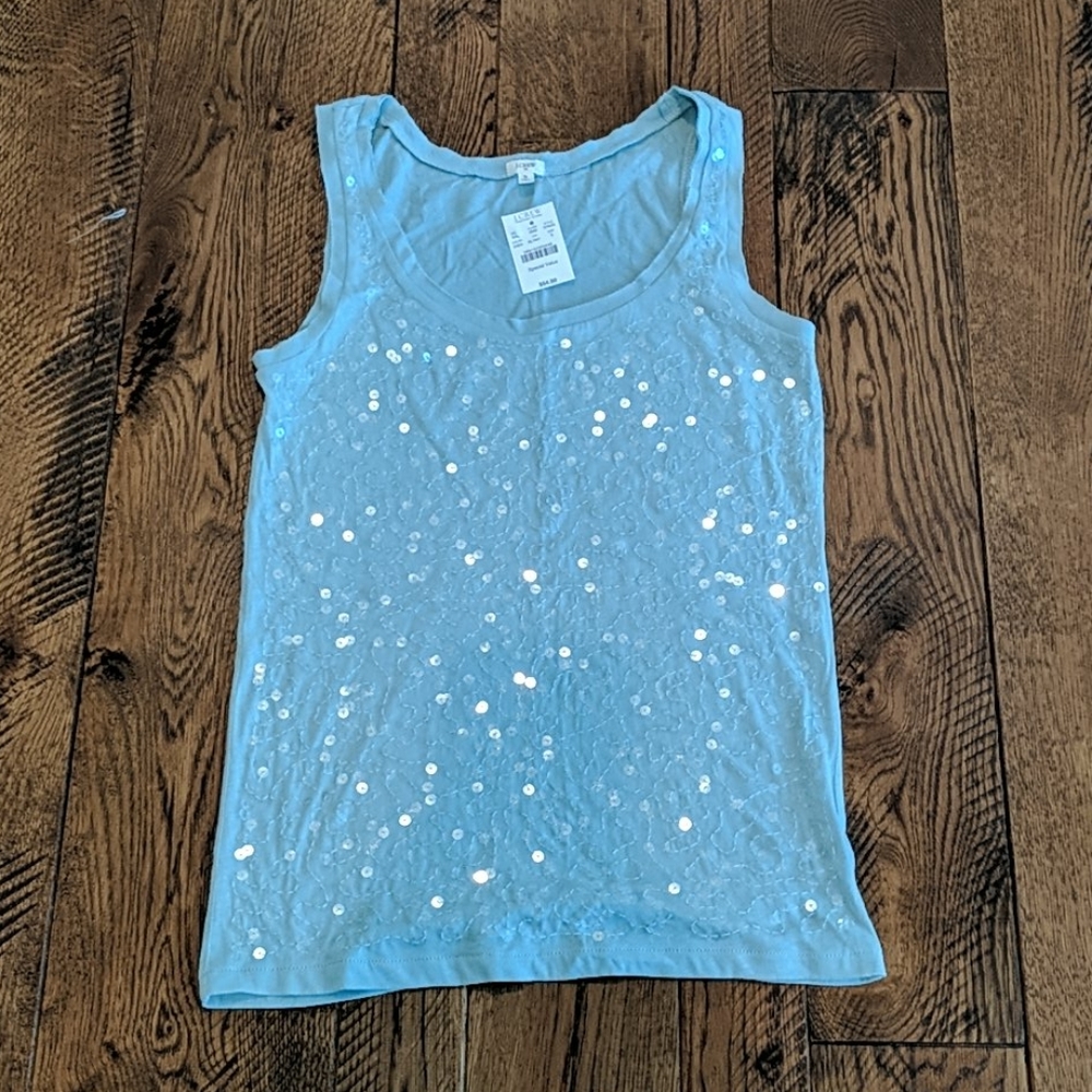 NWT JCrew light green sequin tank top size S